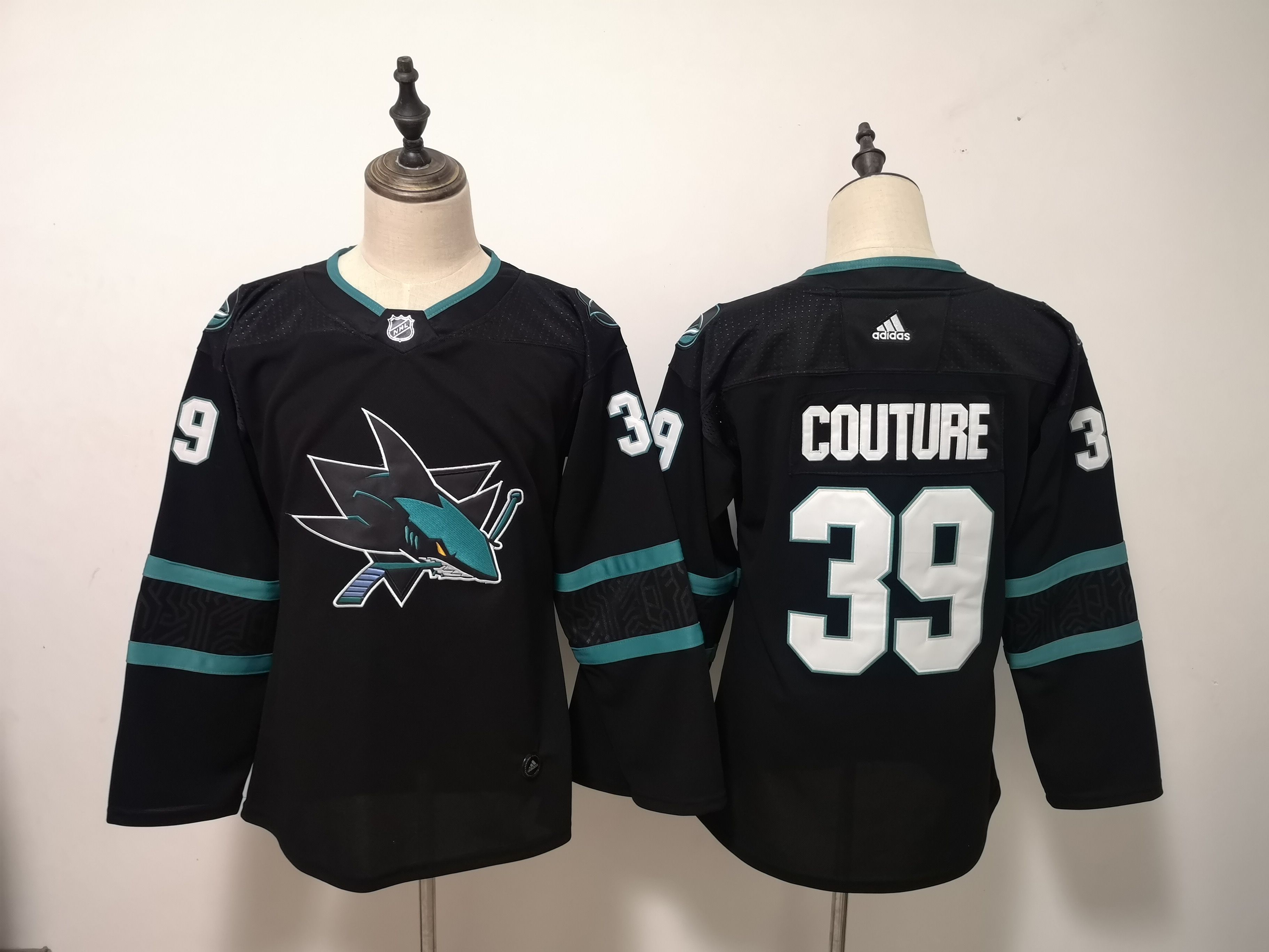 Women San Jose Sharks #39 Couture Black Adidas Stitched NHL Jersey